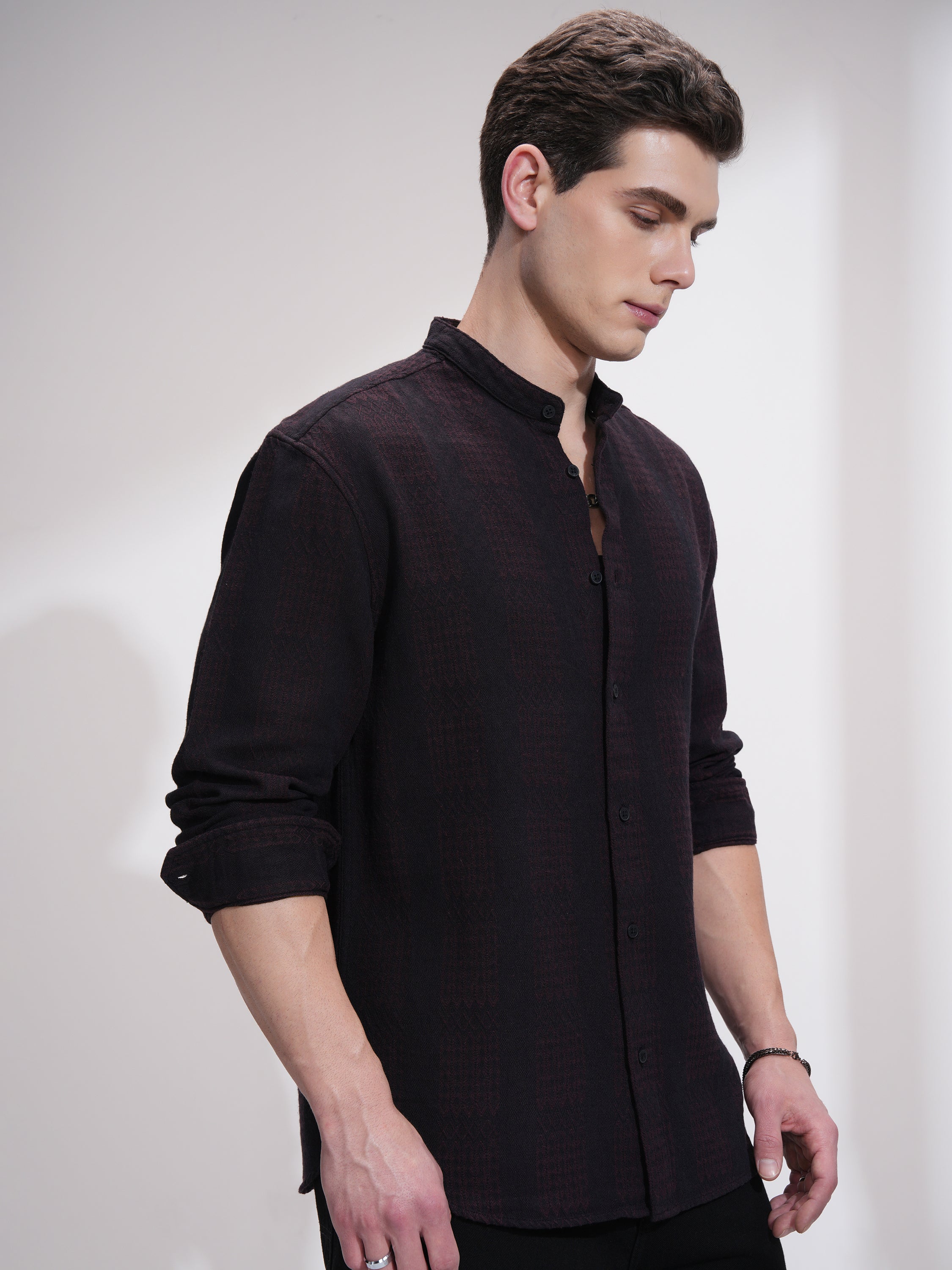 Highlander Men Maroon Striped Relaxed Fit Casual Shirt - Maroon - Image 6