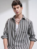 Highlander Men Sage Striped Relaxed Fit Casual Shirt - Sage - Image 1