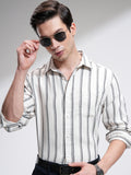 Highlander Men Off White Striped Relaxed Fit Casual Shirt - Off White - Image 1