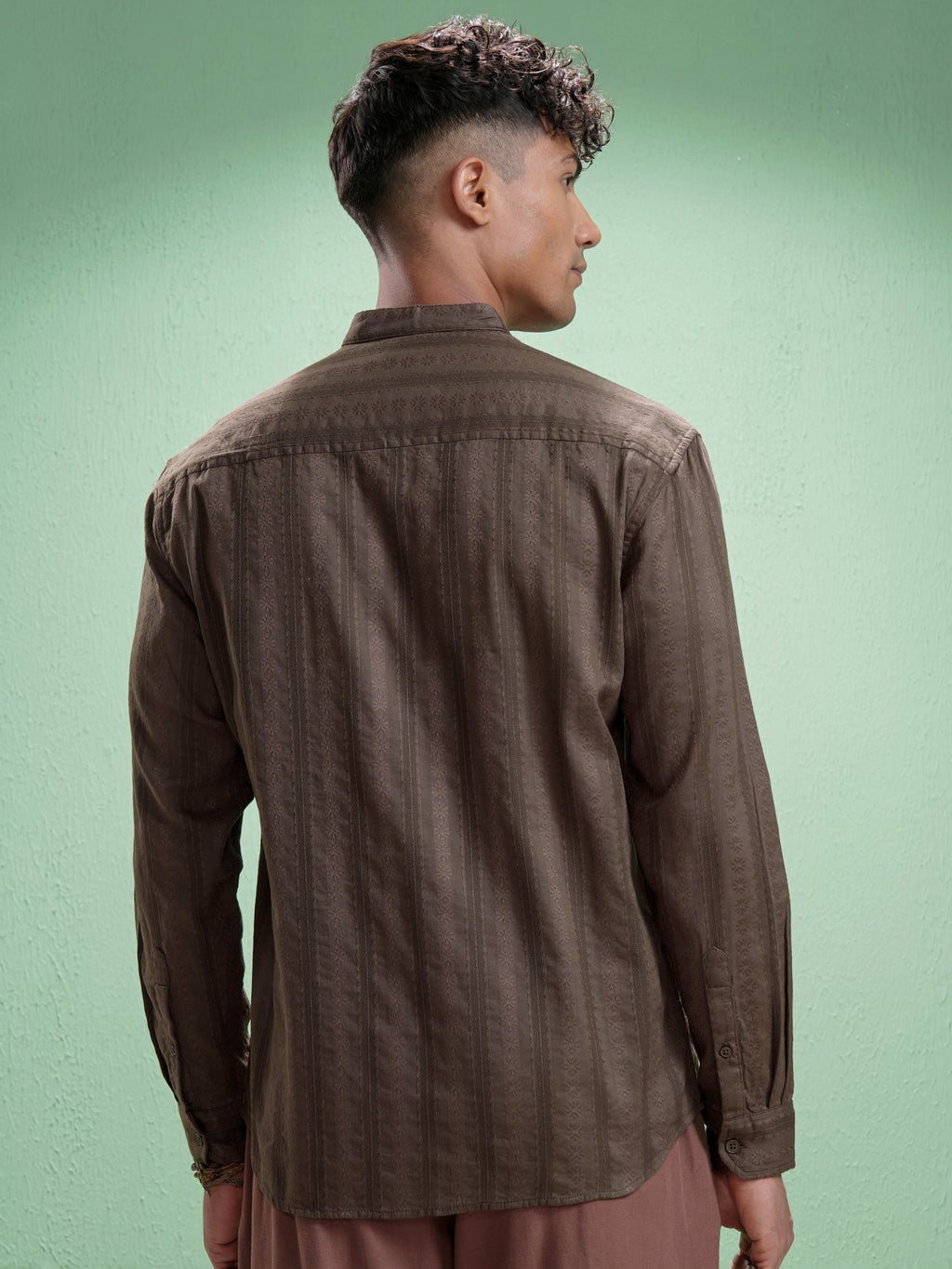 Highlander Men Brown Striped Relaxed Fit Casual Shirt - Brown - Image 3