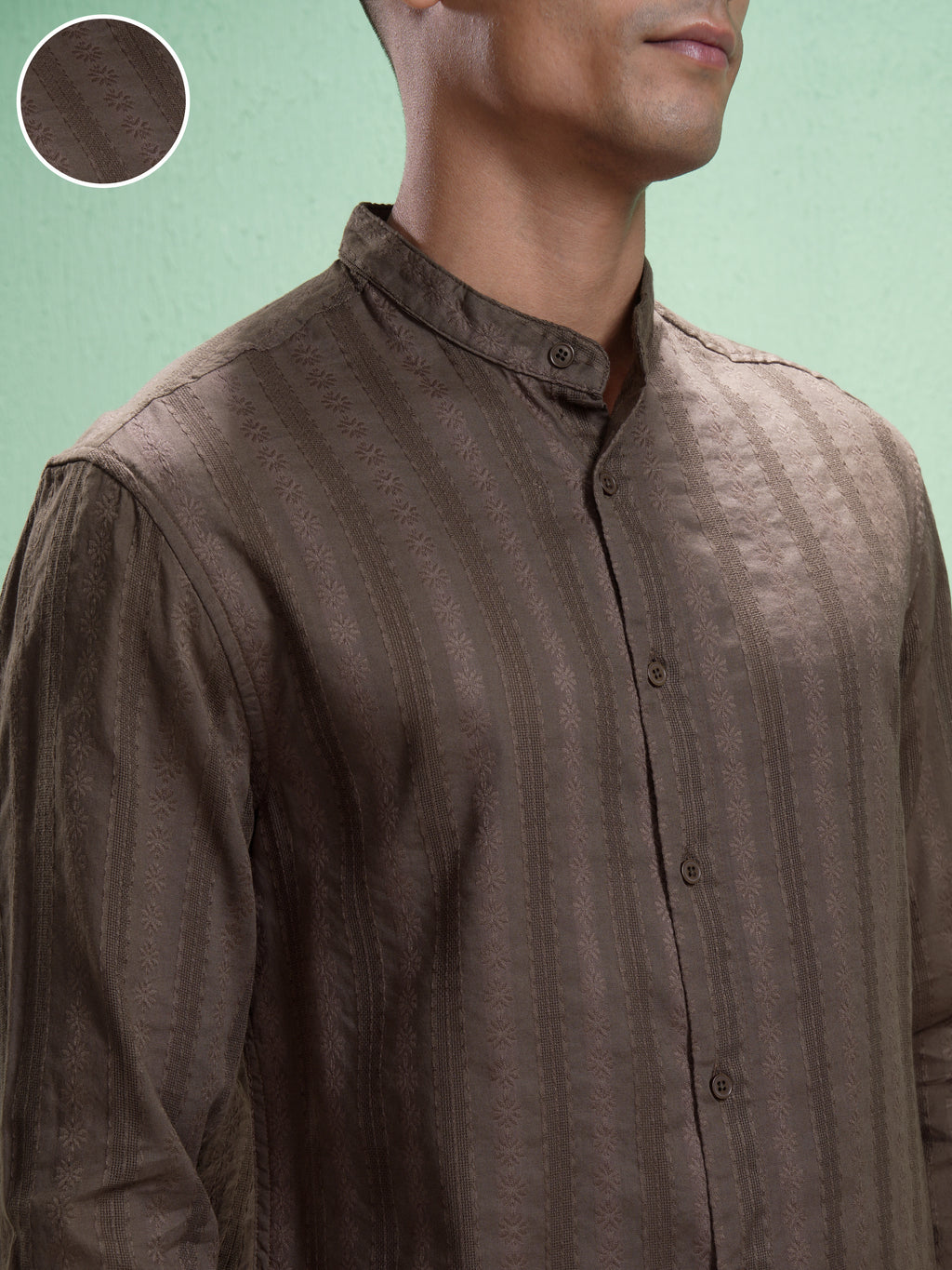 Highlander Men Brown Striped Relaxed Fit Casual Shirt - Brown - Image 5