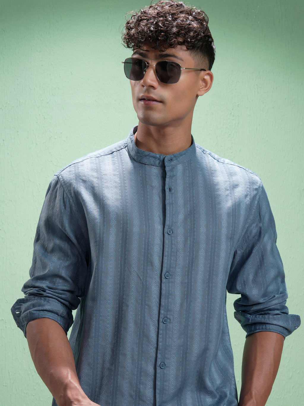 Highlander Men Blue Striped Relaxed Fit Casual Shirt - Blue - Image 1
