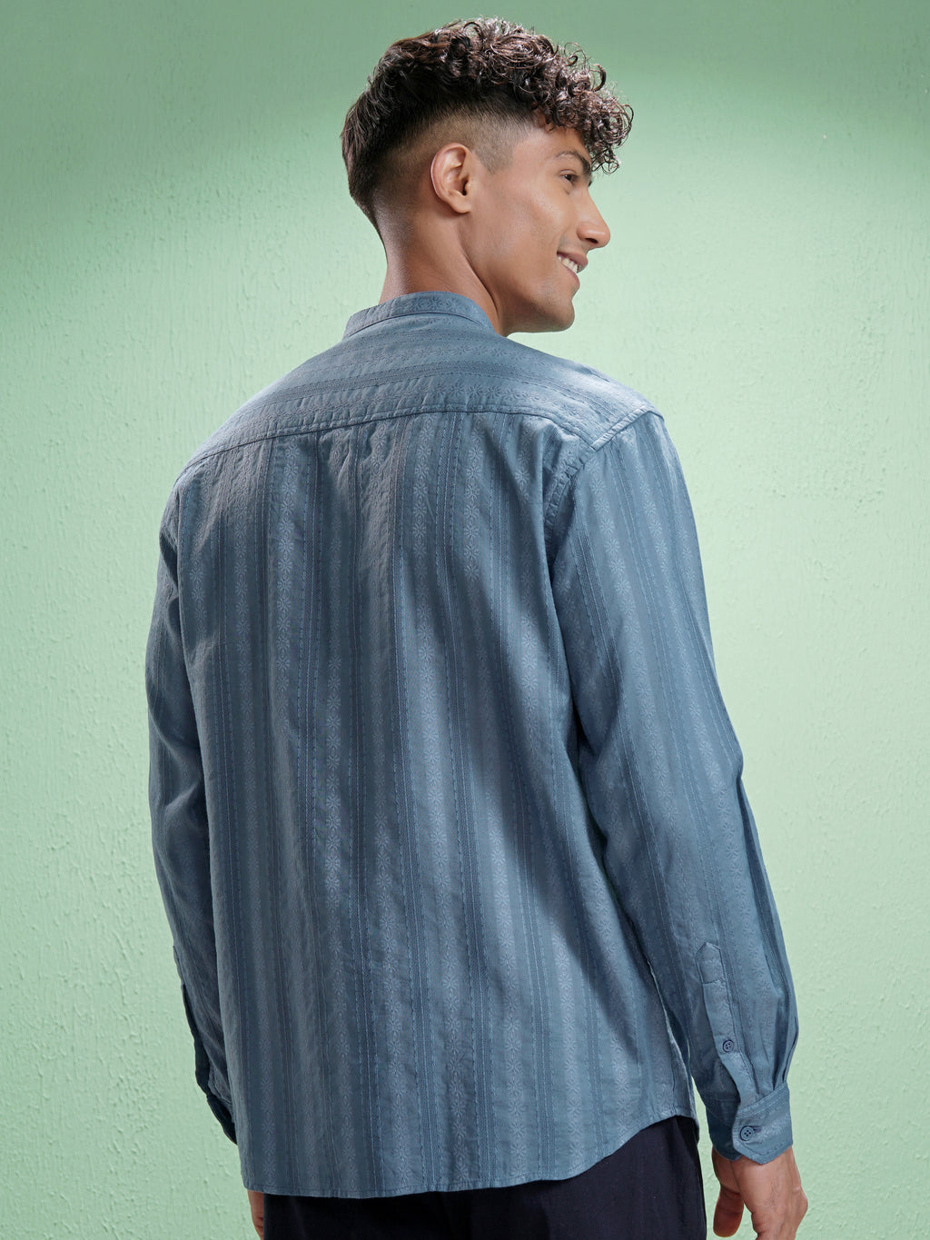 Highlander Men Blue Striped Relaxed Fit Casual Shirt - Blue - Image 3