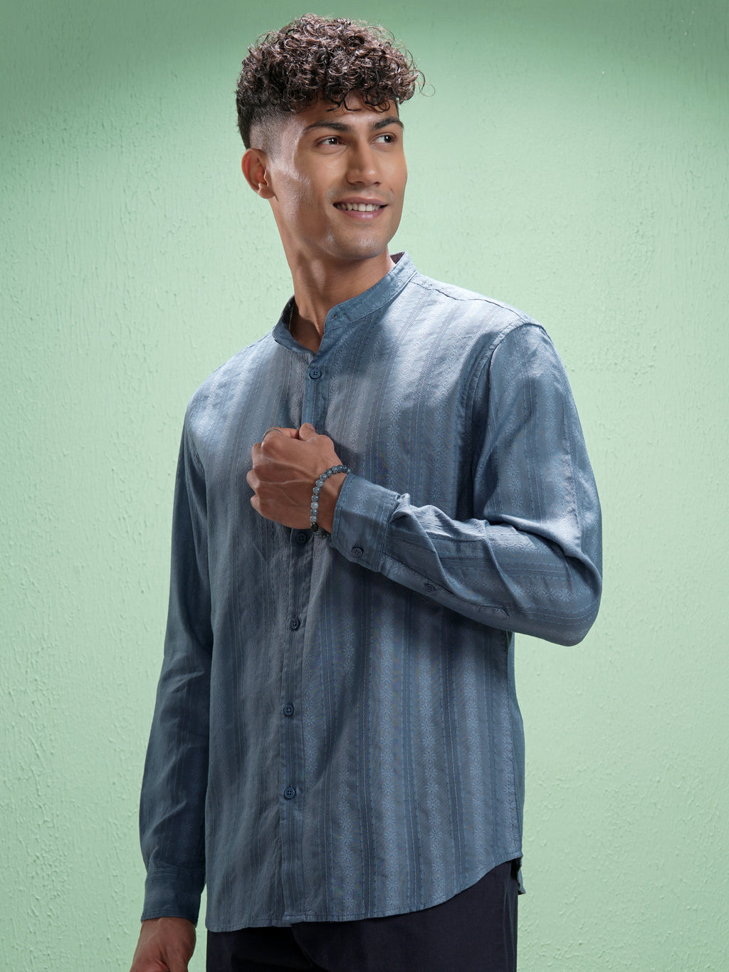 Highlander Men Blue Striped Relaxed Fit Casual Shirt - Blue - Image 4