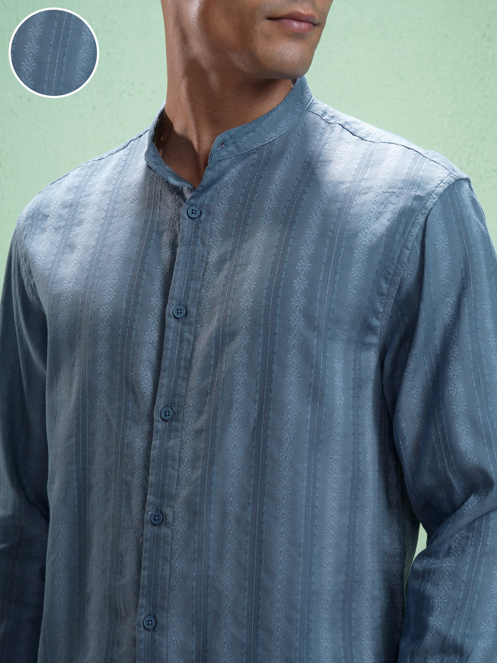Highlander Men Blue Striped Relaxed Fit Casual Shirt - Blue - Image 5