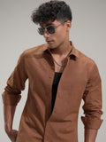 Highlander Men Rust Self Design Slim Fit Casual Shirt - Rust - Image 1