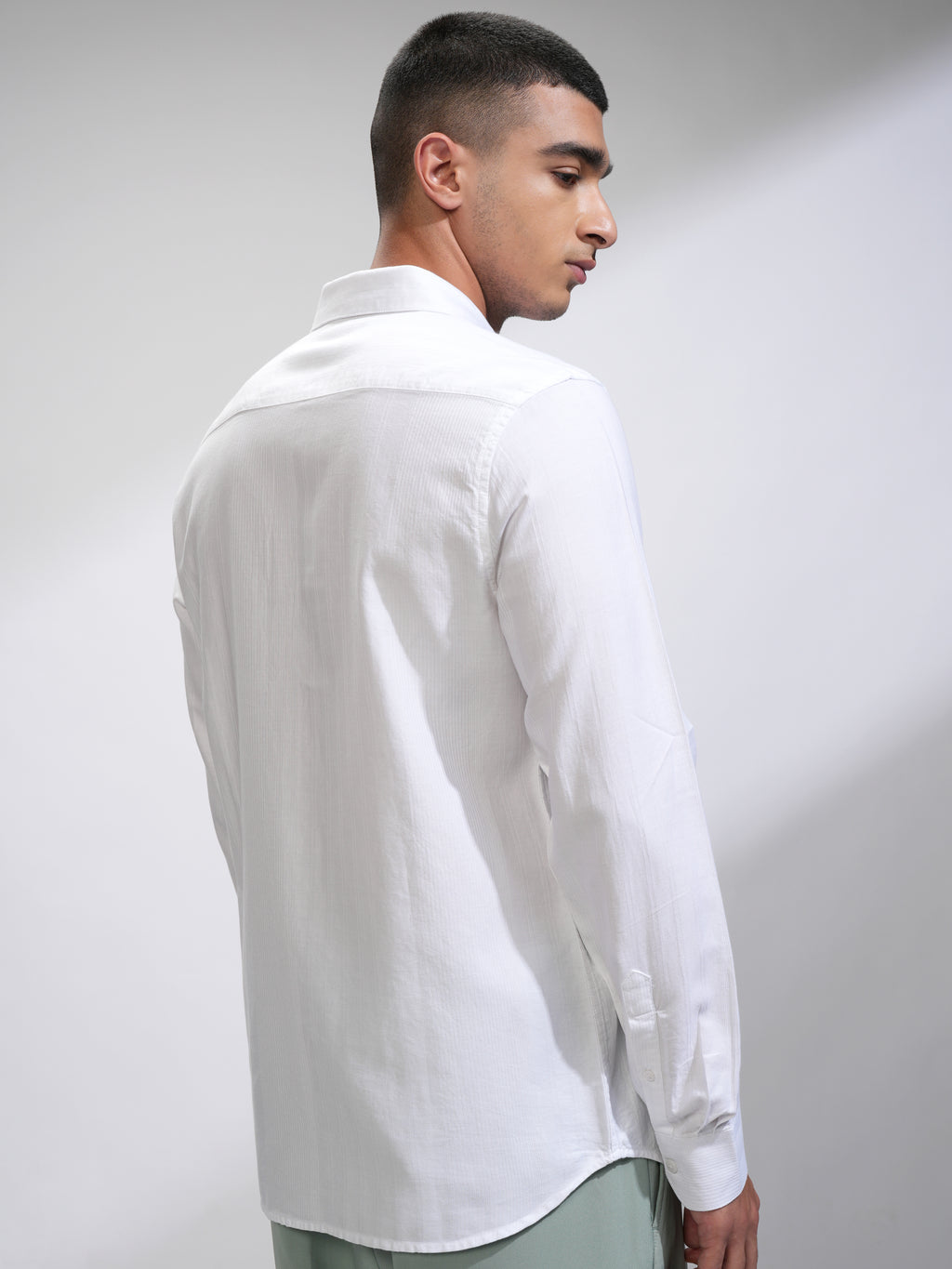 Highlander Men White Striped Slim Fit Casual Shirt - White - Image 3