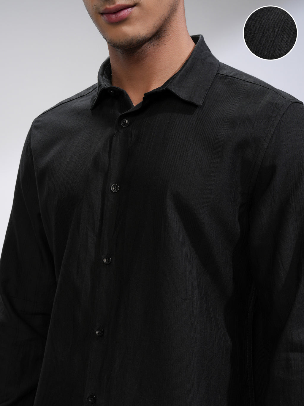 Highlander Men Black Striped Slim Fit Casual Shirt - Black - Image 5