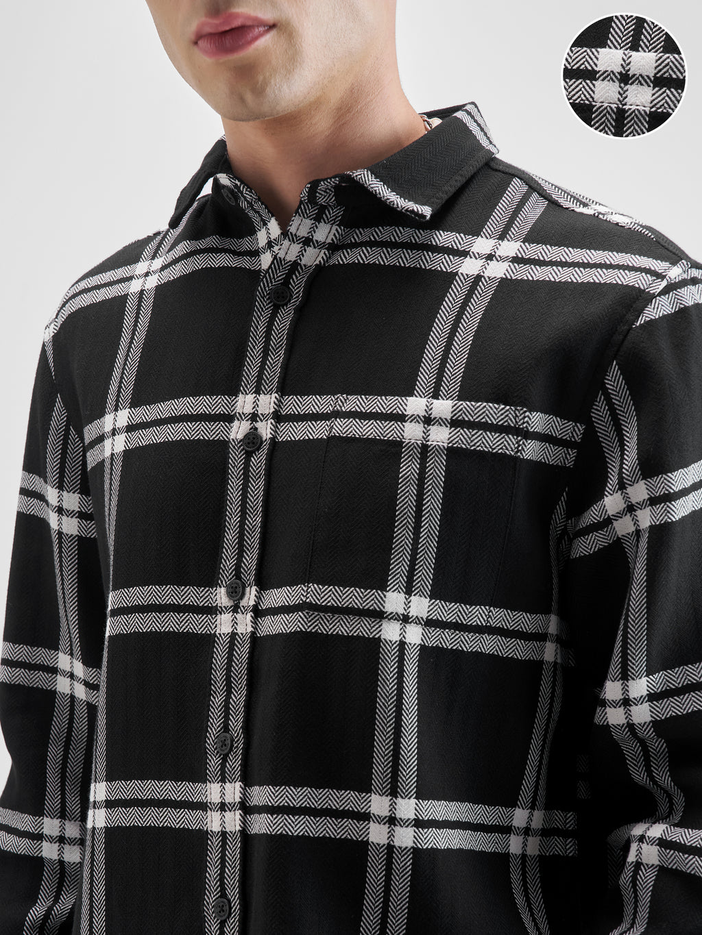 Highlander Men Black Checked Relaxed Fit Casual Shirt - Black - Image 5