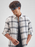 Highlander Men Off White Checked Relaxed Fit Casual Shirt - Off White - Image 1