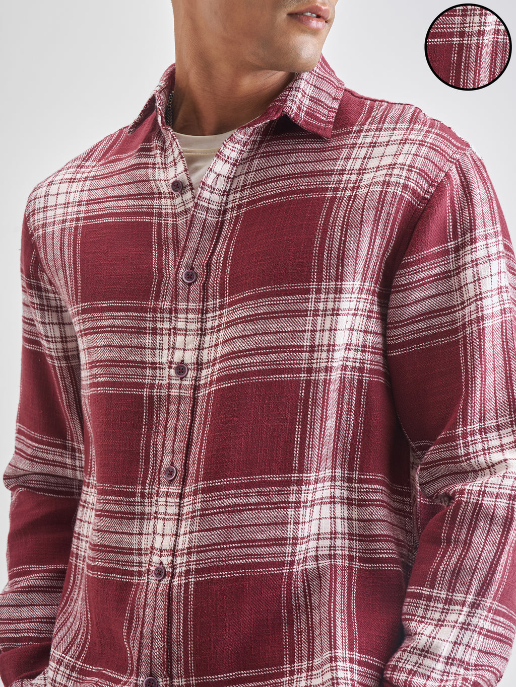Highlander Men Red Checked Relaxed Fit Casual Shirt - Red - Image 5