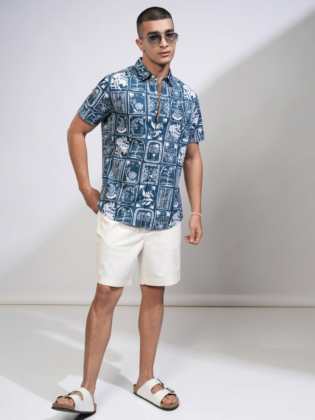 Highlander Men Blue Printed Slim Fit Casual Shirt - Blue - Image 2