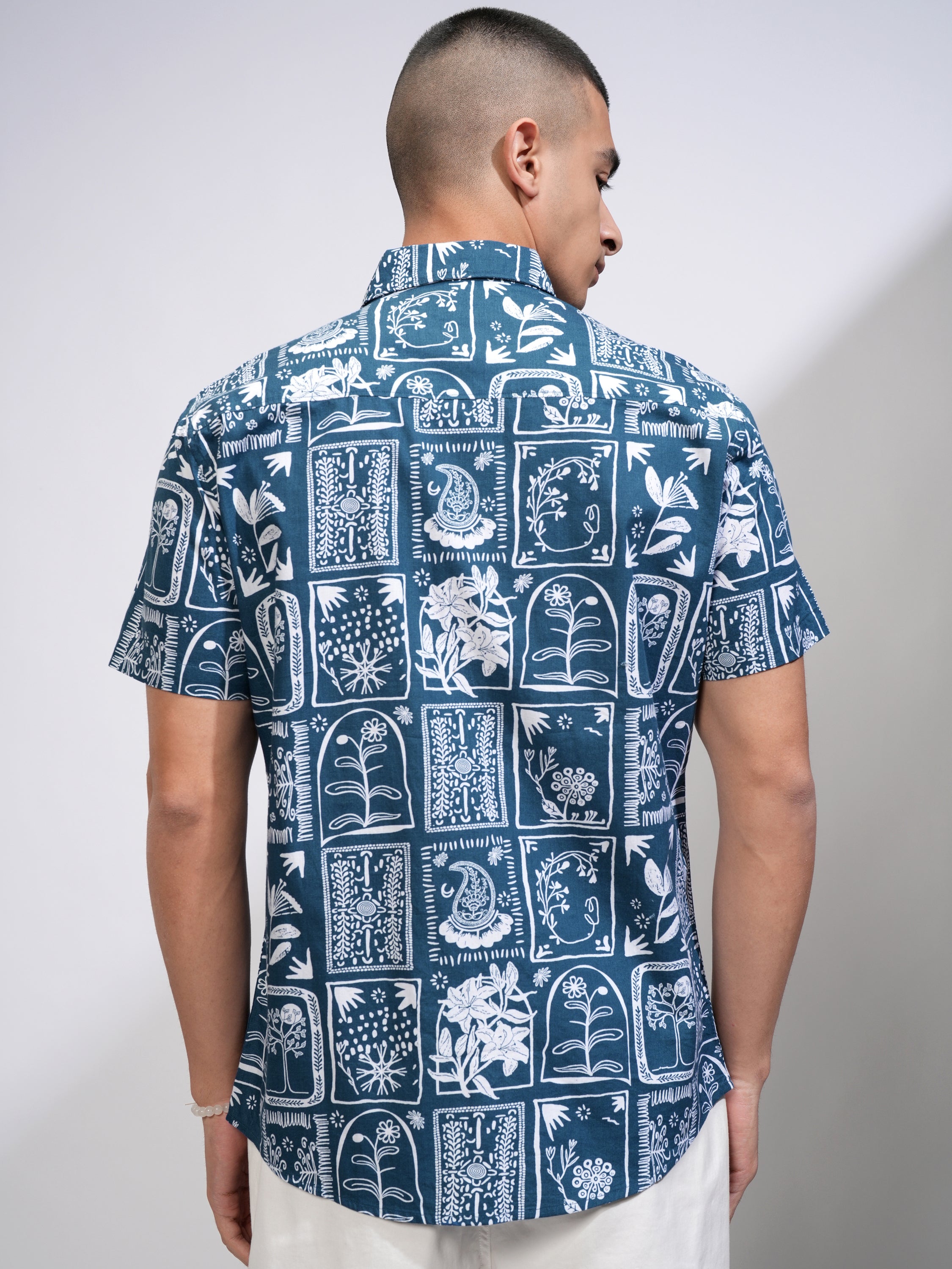Highlander Men Blue Printed Slim Fit Casual Shirt - Blue - Image 3
