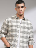 Highlander Men Off White Checked Relaxed Fit Casual Shirt - Off White - Image 1
