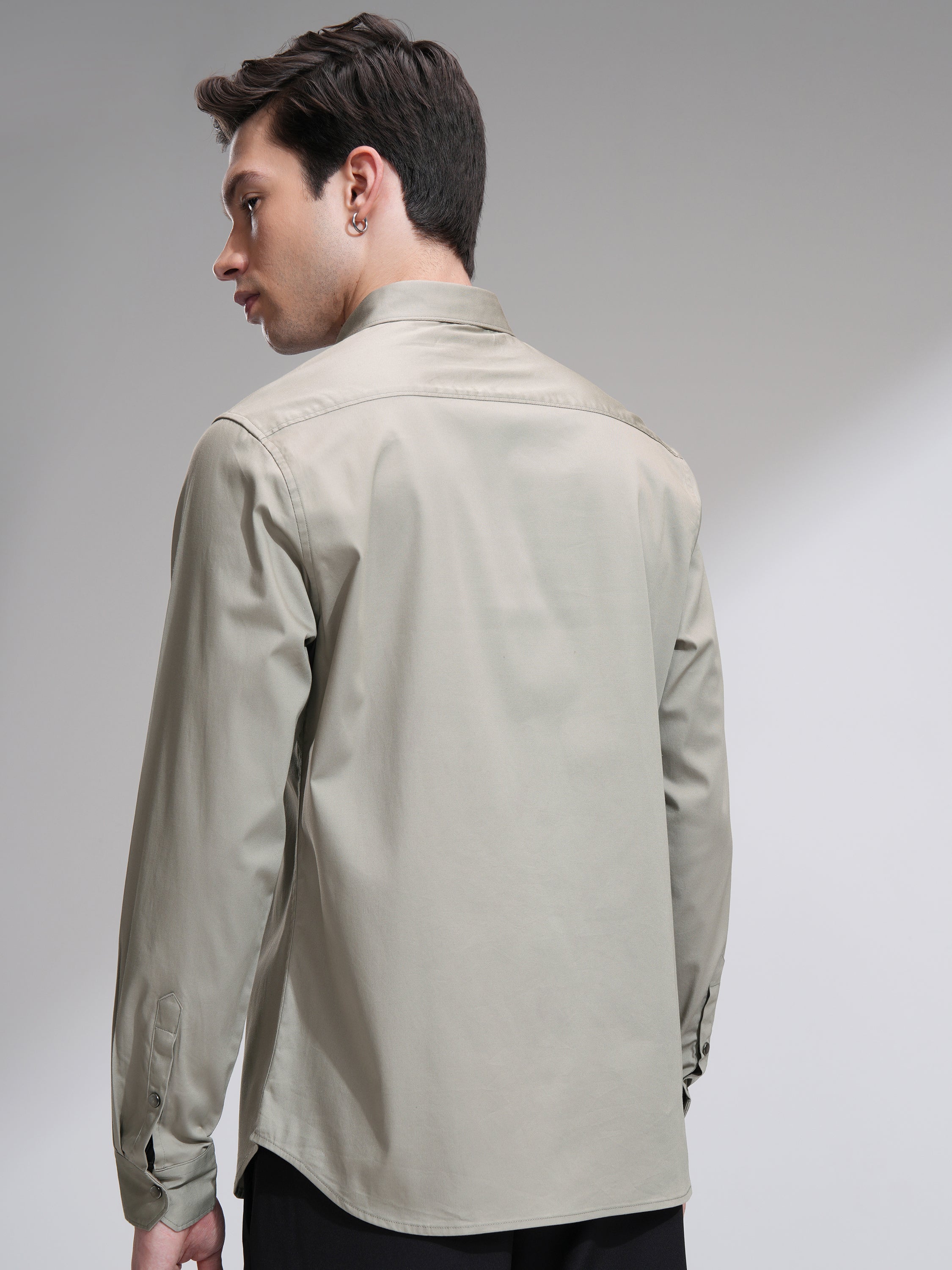 Highlander Men Tan Solid Slim Fit Casual Shirt - Tan - Image 3
