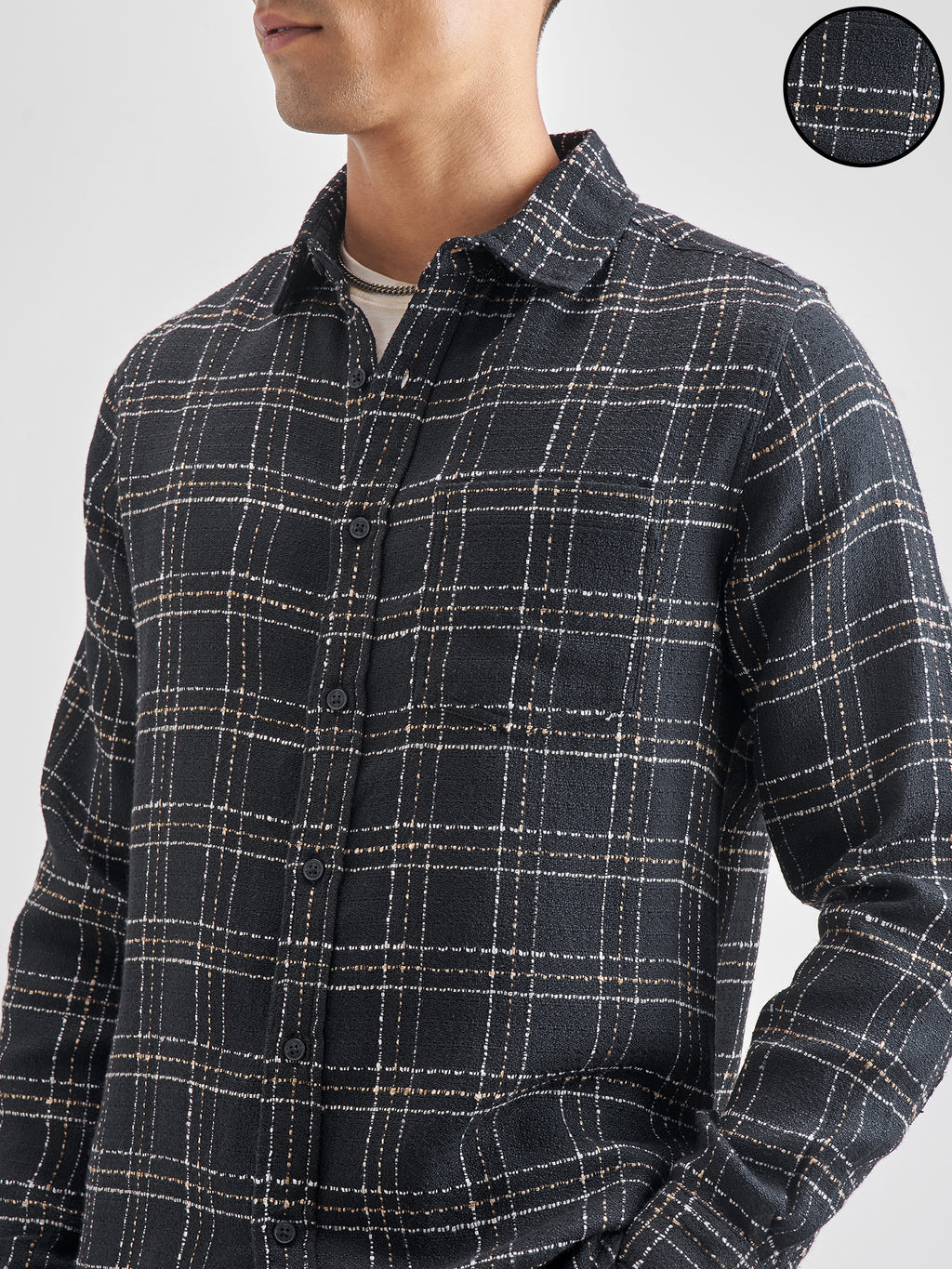 Highlander Men Black Black Checked Slim Fit Casual Shirt - Black - Image 5