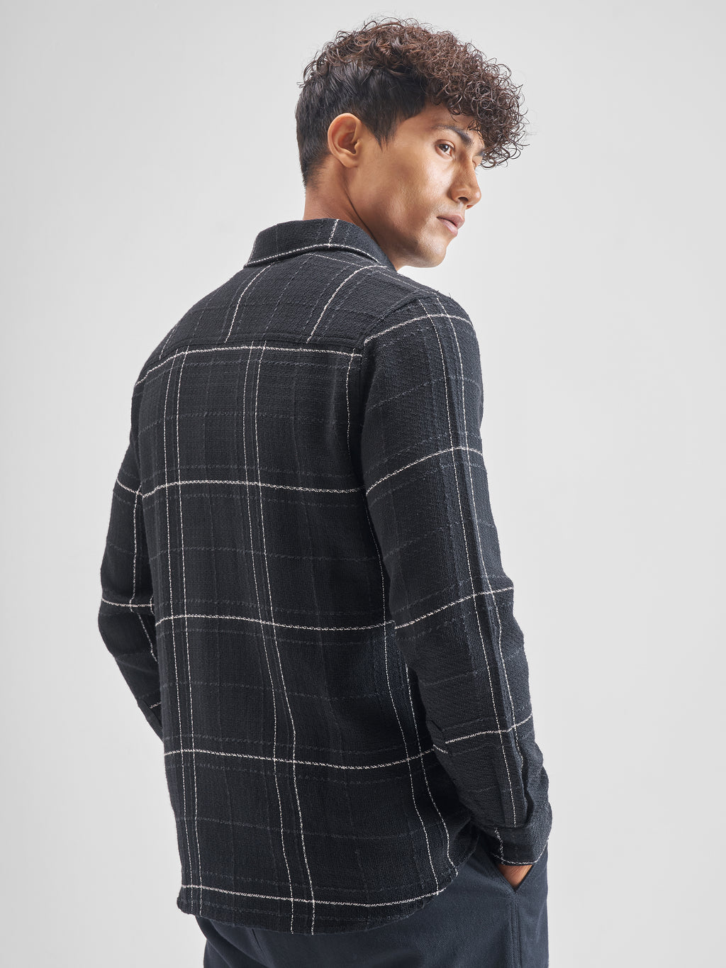 Highlander Men Black Checked Slim Fit Casual Shirt - Black - Image 3