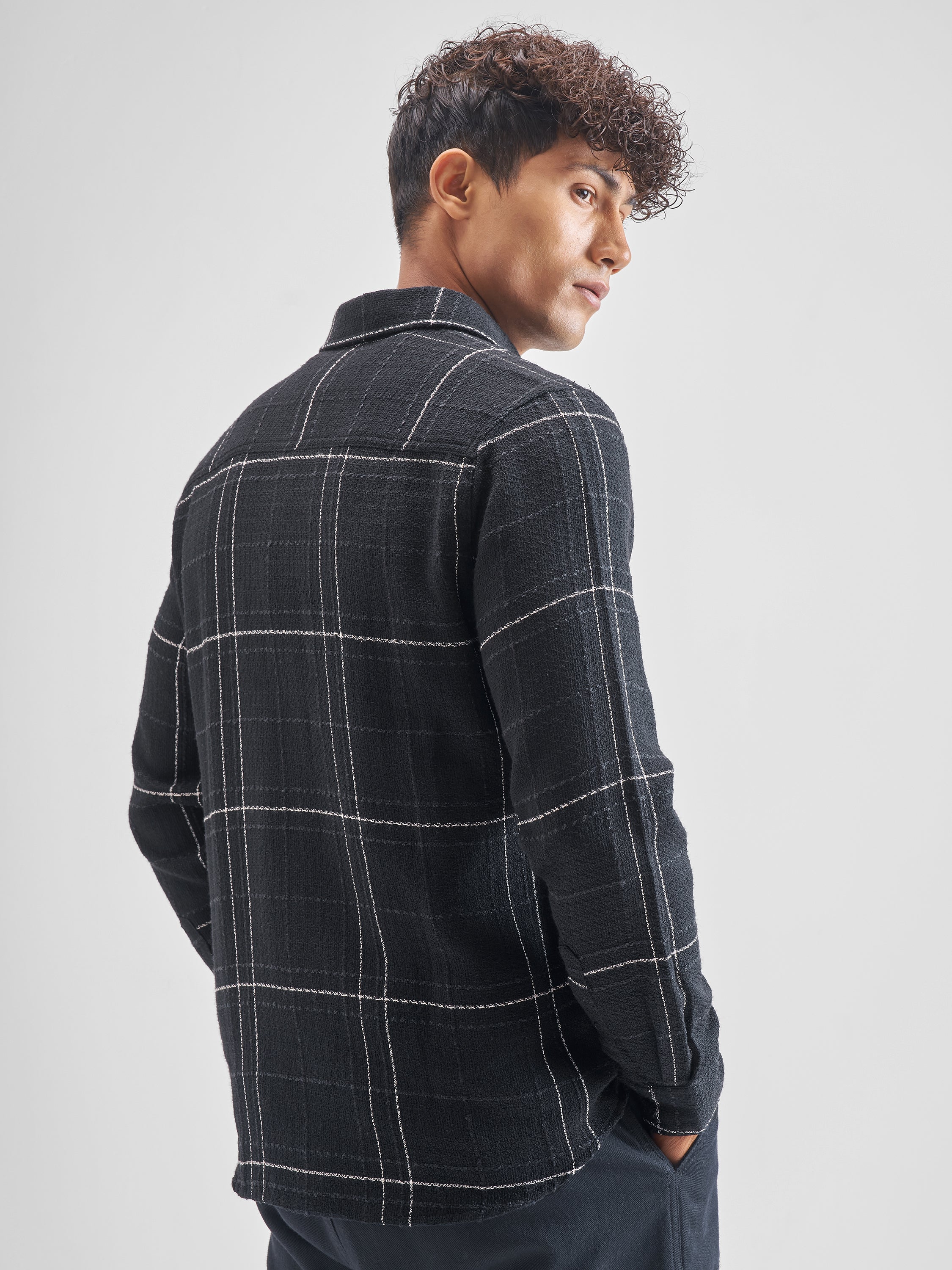 Highlander Men Black Checked Slim Fit Casual Shirt - Black - Image 3