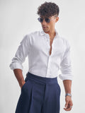 Highlander Men White Self Design Slim Fit Casual Shirt - White - Image 1