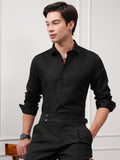 Highlander Men Black Self Design Slim Fit Casual Shirt - Black - Image 1