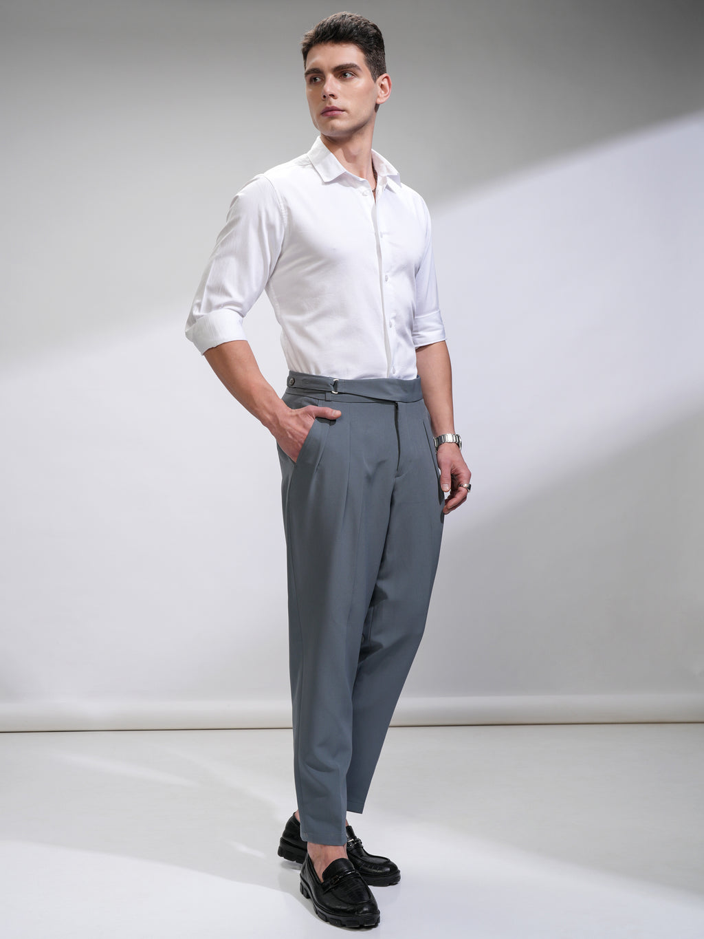 Highlander Men White Solid Slim Fit Casual Shirt - White - Image 2