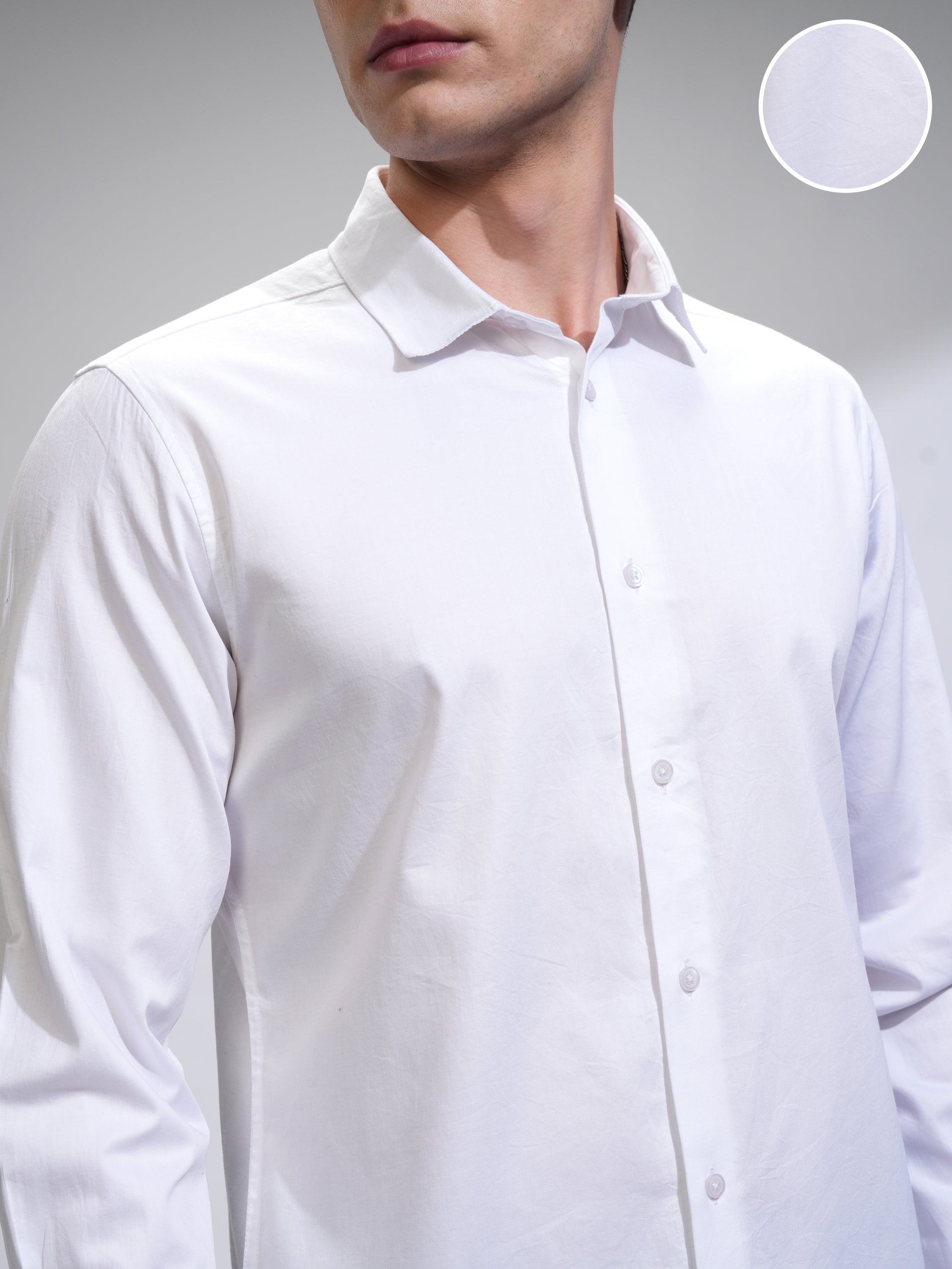 Highlander Men White Solid Slim Fit Casual Shirt - White - Image 5