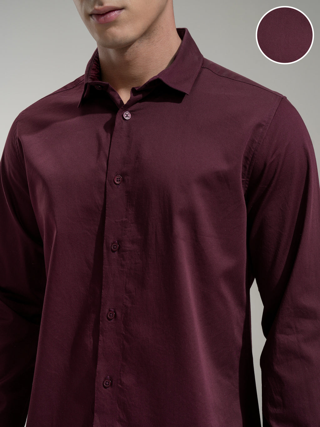 Highlander Men Maroon Solid Slim Fit Casual Shirt - Maroon - Image 5