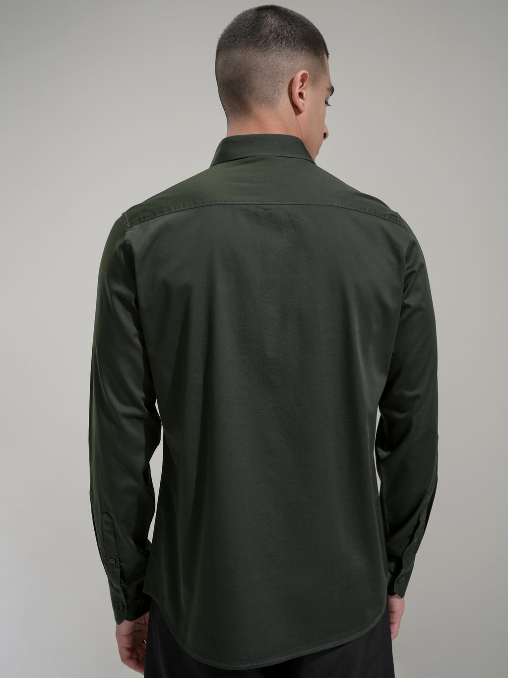 Highlander Men Green Self Design Slim Fit Casual Shirt - Green - Image 3