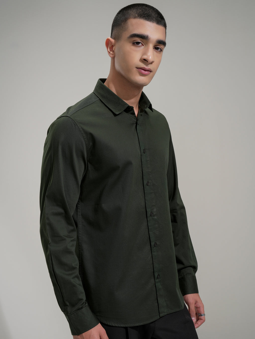 Highlander Men Green Self Design Slim Fit Casual Shirt - Green - Image 6