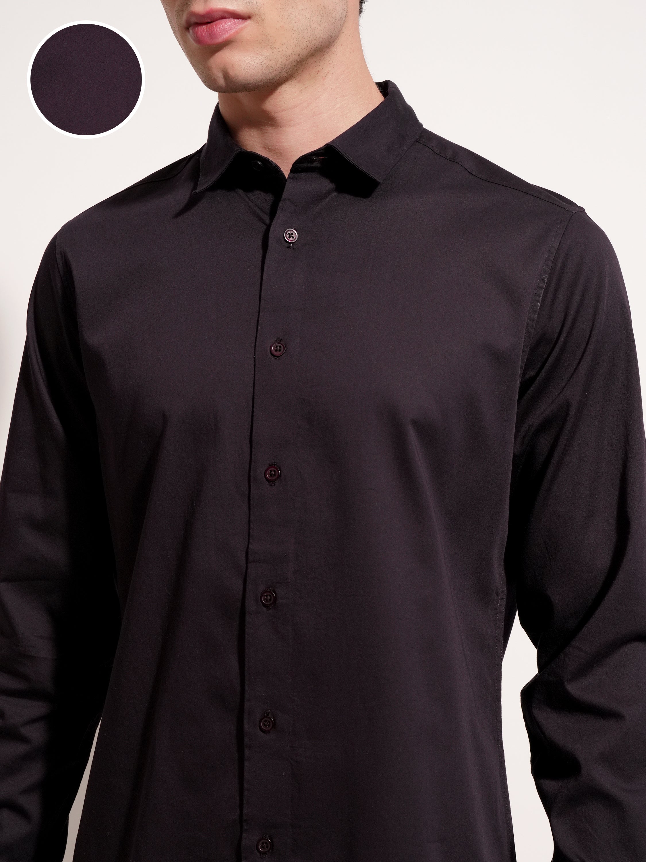 Highlander Men Purple Solid Slim Fit Casual Shirt - Purple - Image 5