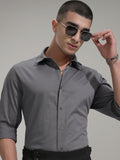 Highlander Men Grey Solid Slim Fit Casual Shirt - Grey - Image 1
