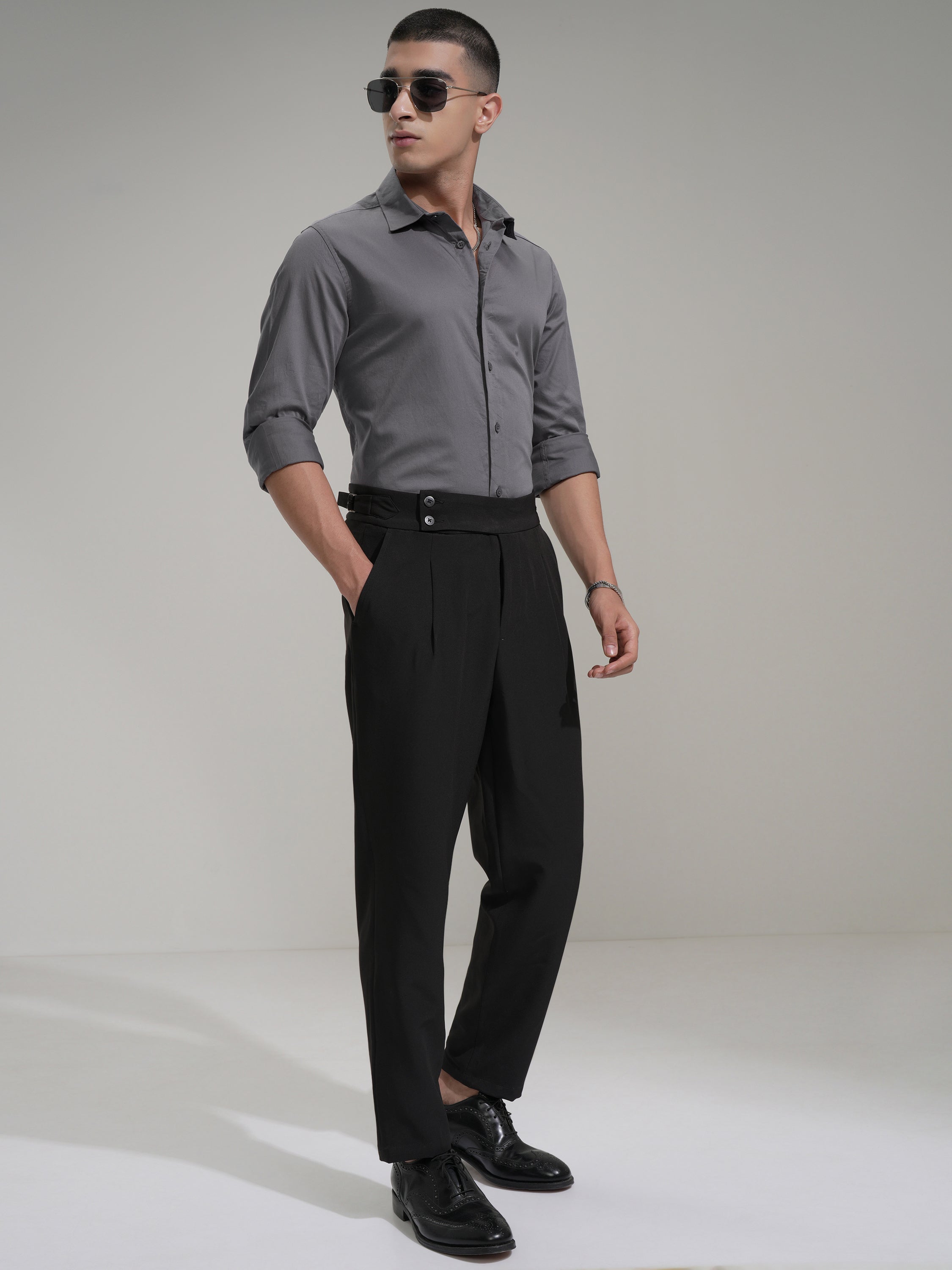 Highlander Men Grey Solid Slim Fit Casual Shirt - Grey - Image 2