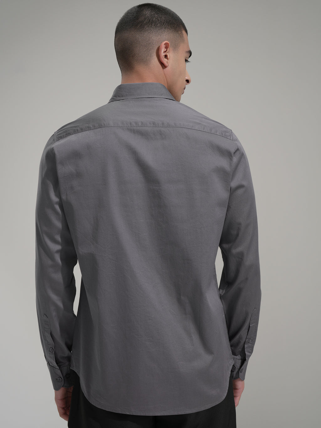 Highlander Men Grey Solid Slim Fit Casual Shirt - Grey - Image 3