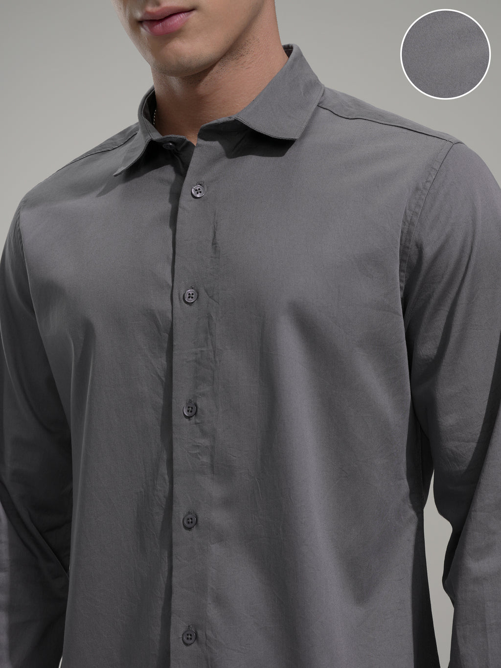Highlander Men Grey Solid Slim Fit Casual Shirt - Grey - Image 5