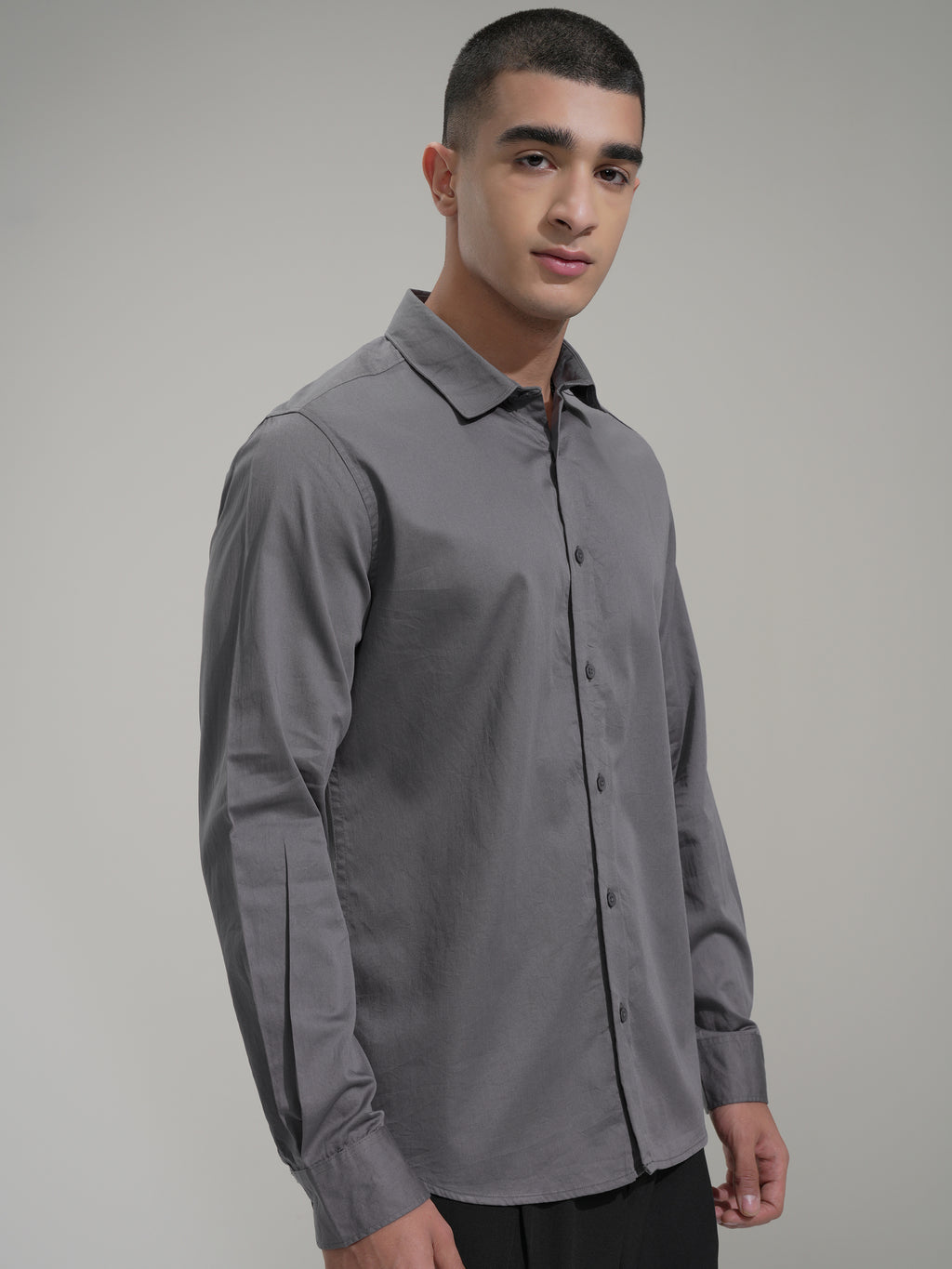 Highlander Men Grey Solid Slim Fit Casual Shirt - Grey - Image 6