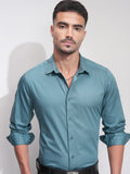 Highlander Men Teal Solid Slim Fit Casual Shirt - Teal - Image 1