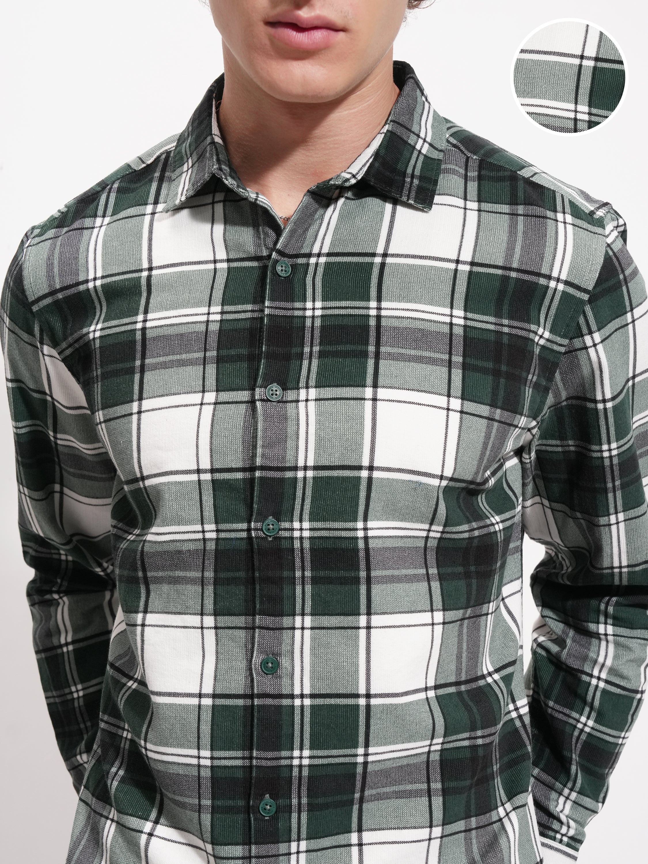 Highlander Men Cream Checked Slim Fit Casual Shirt - Cream - Image 5