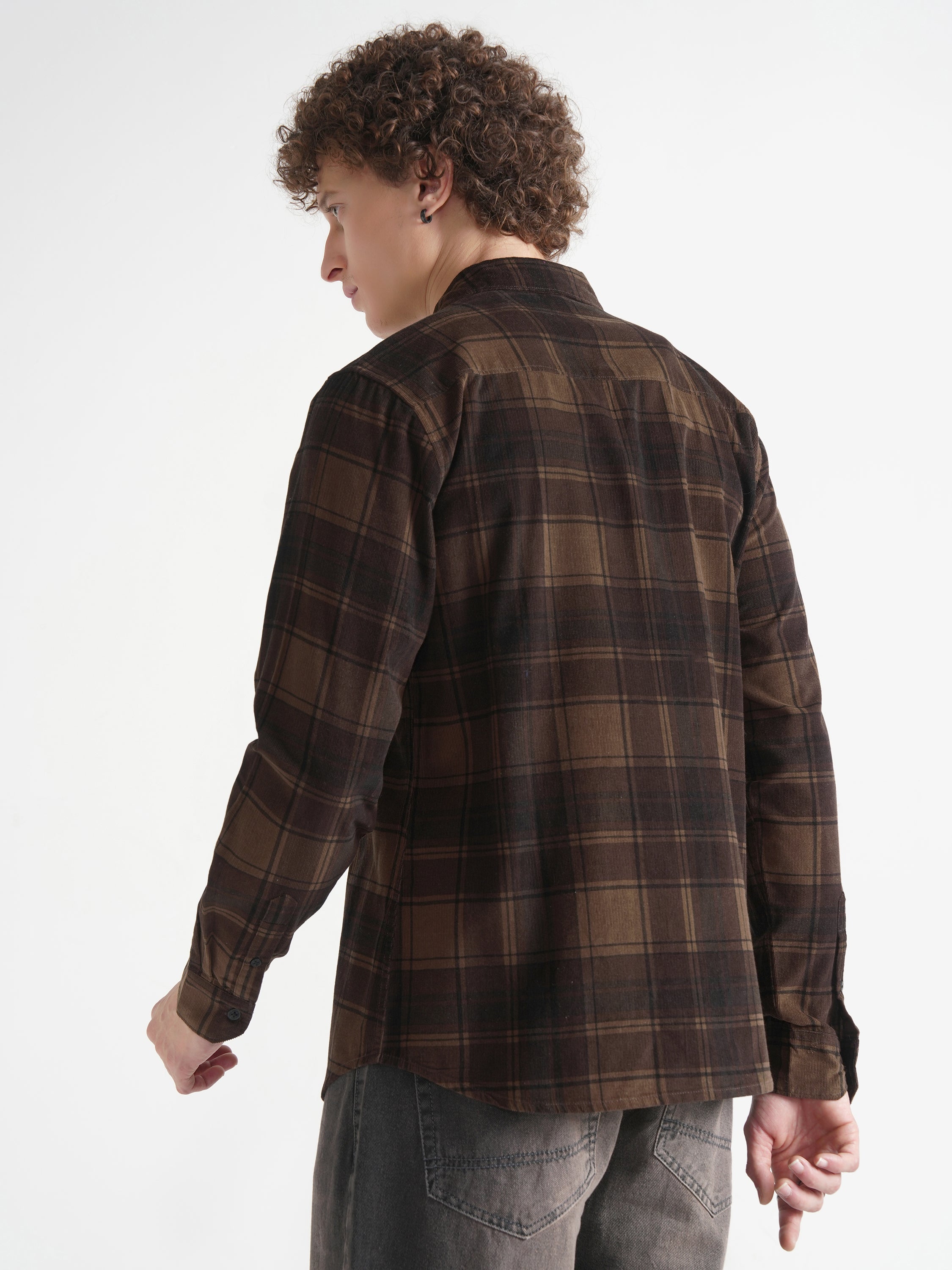 Highlander Men Mustard Checked Slim Fit Casual Shirt - Mustard - Image 3
