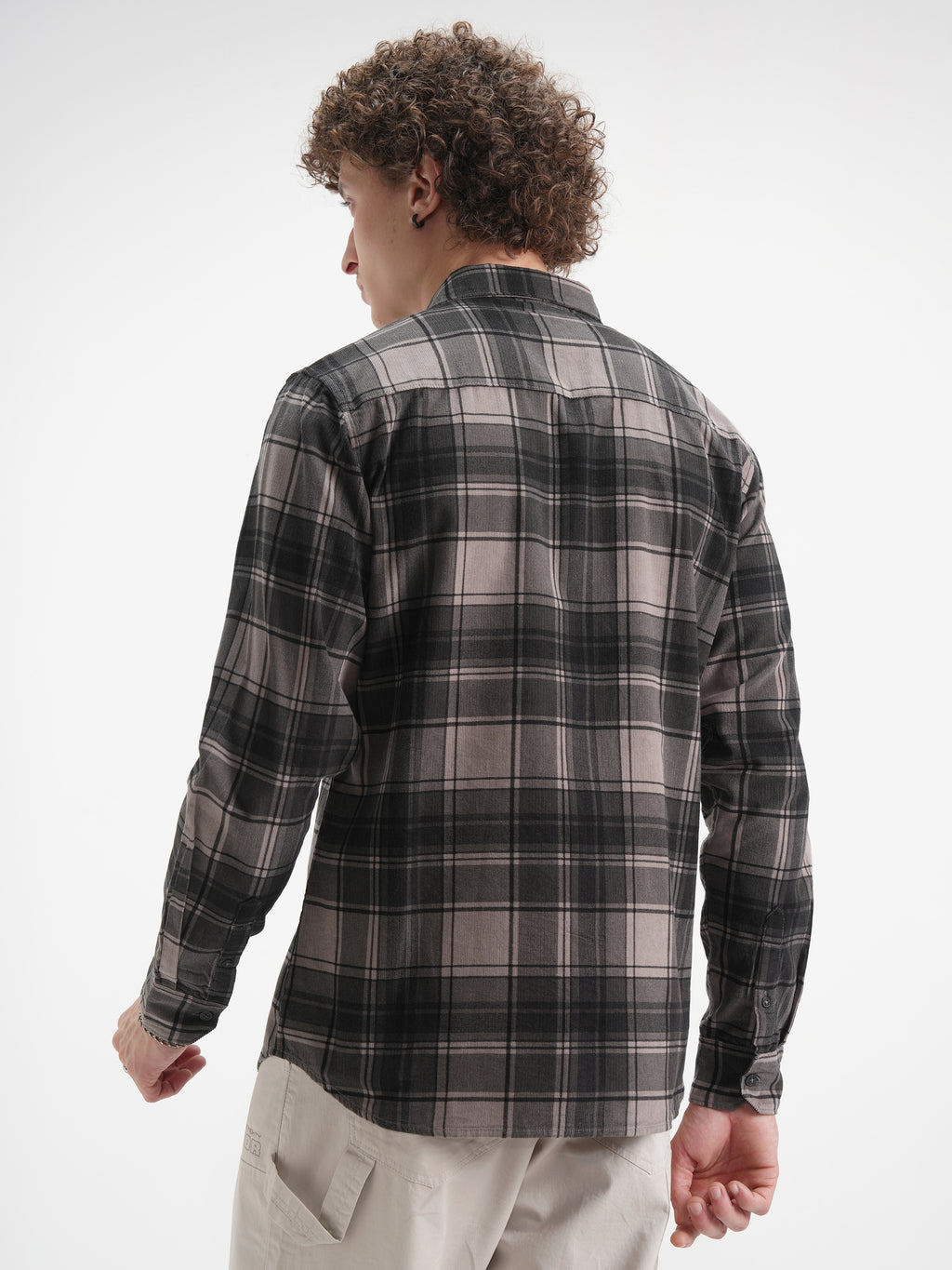 Highlander Men Beige Checked Slim Fit Casual Shirt - Beige - Image 3