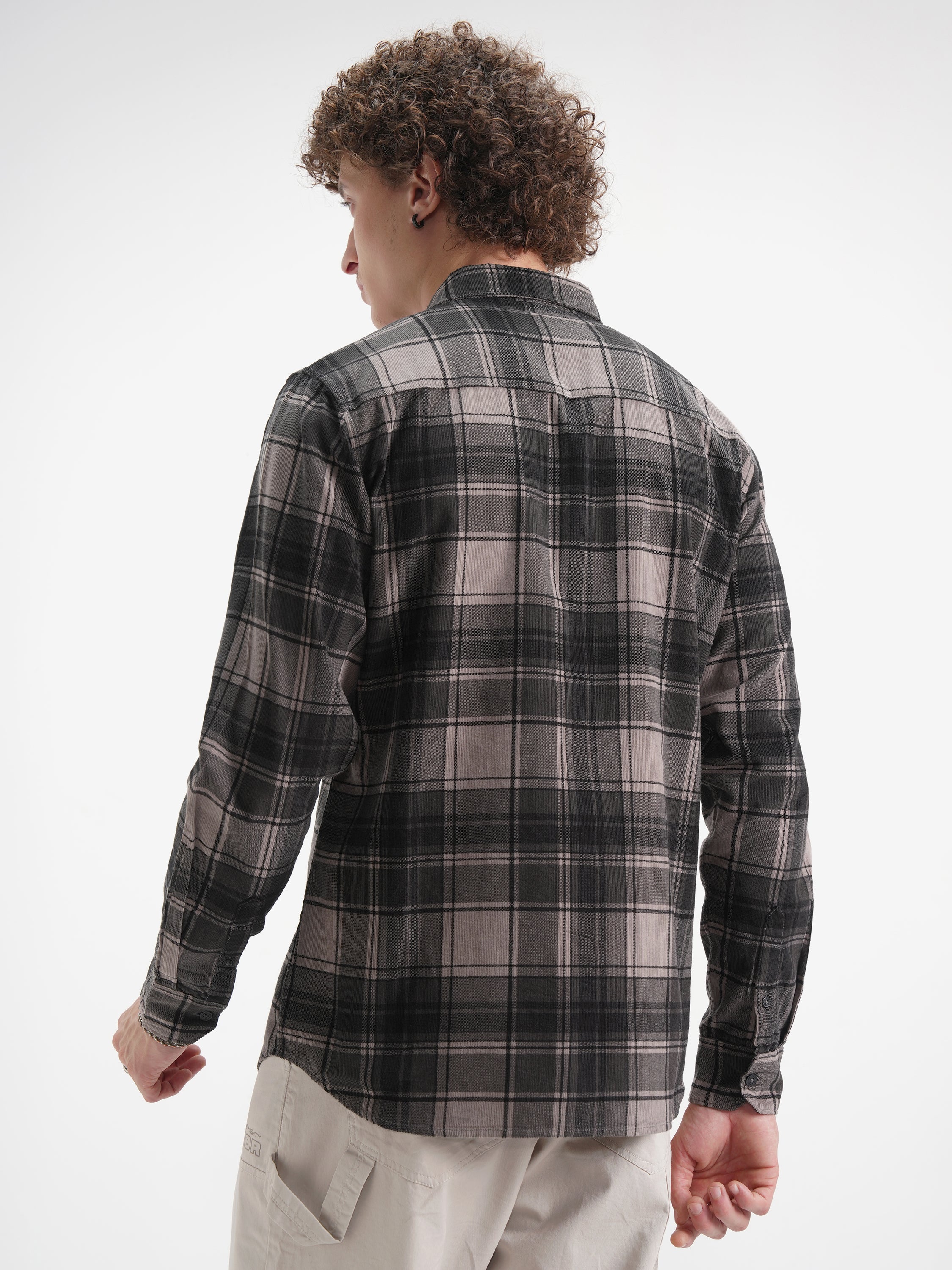 Highlander Men Beige Checked Slim Fit Casual Shirt - Beige - Image 3