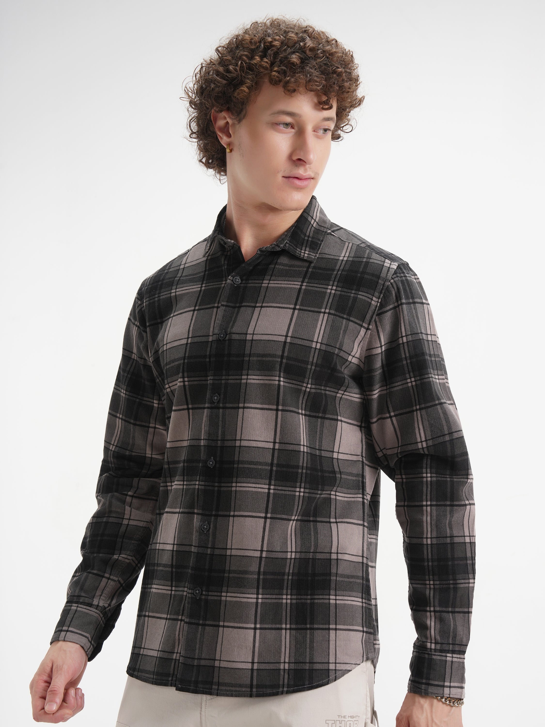 Highlander Men Beige Checked Slim Fit Casual Shirt - Beige - Image 4