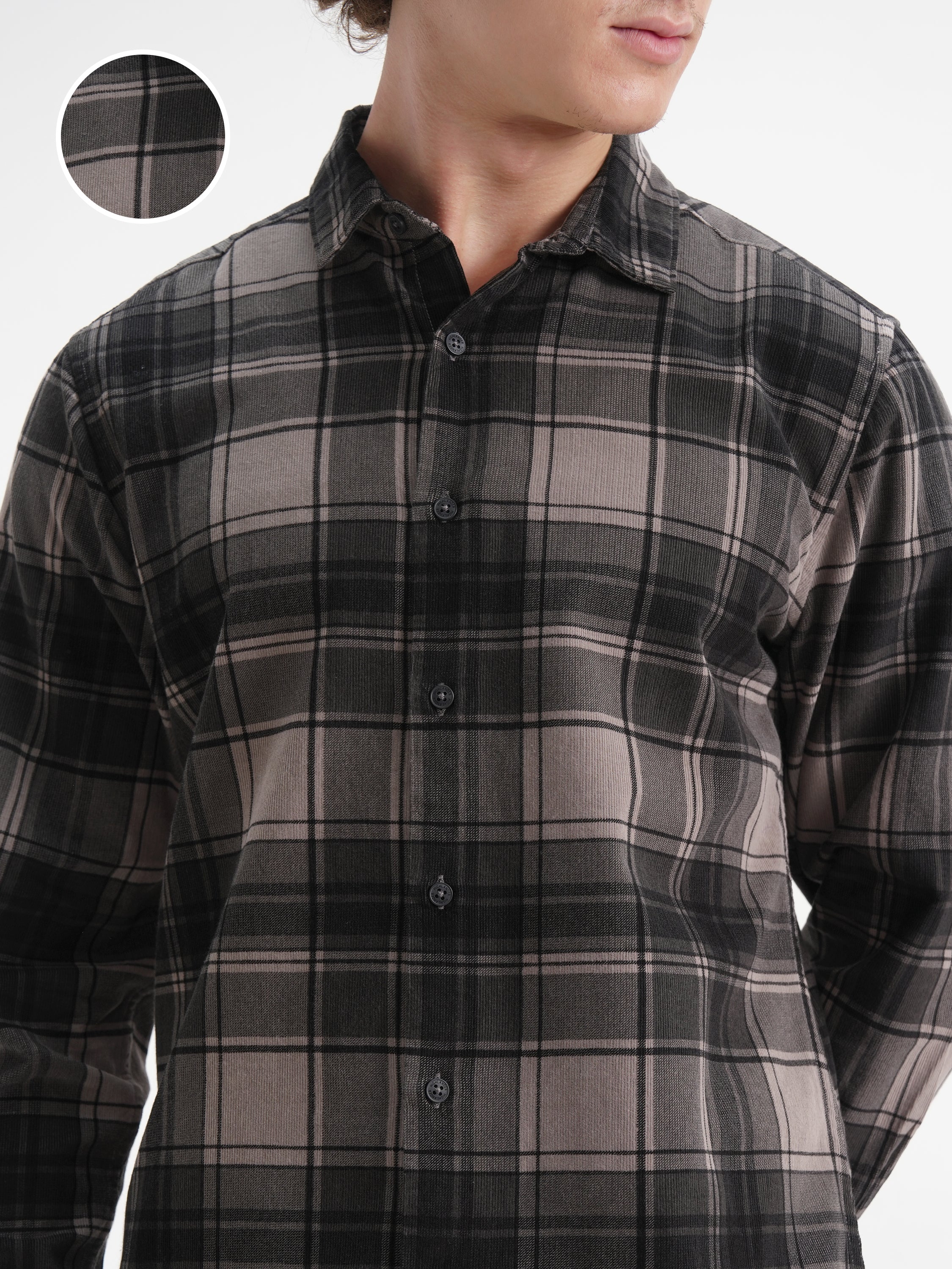 Highlander Men Beige Checked Slim Fit Casual Shirt - Beige - Image 5