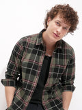 Highlander Men Olive Checked Slim Fit Casual Shirt - Olive - Image 1
