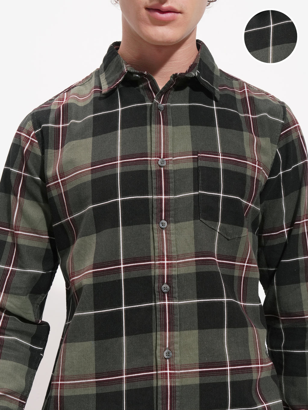 Highlander Men Olive Checked Slim Fit Casual Shirt - Olive - Image 5