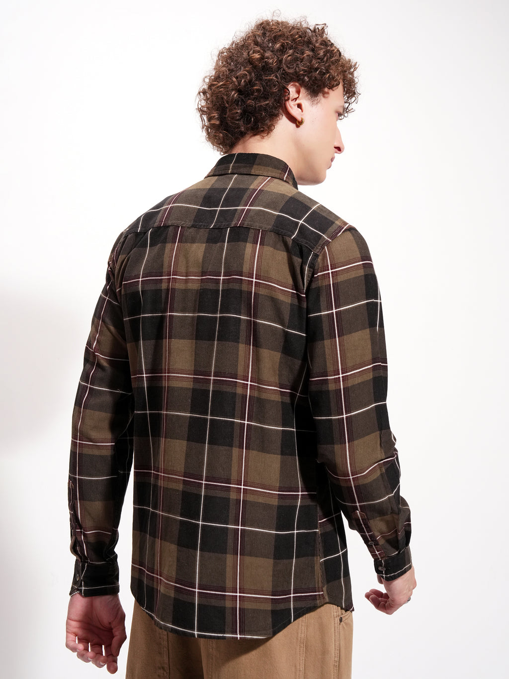 Highlander Men Mustard Checked Slim Fit Casual Shirt - Mustard - Image 3