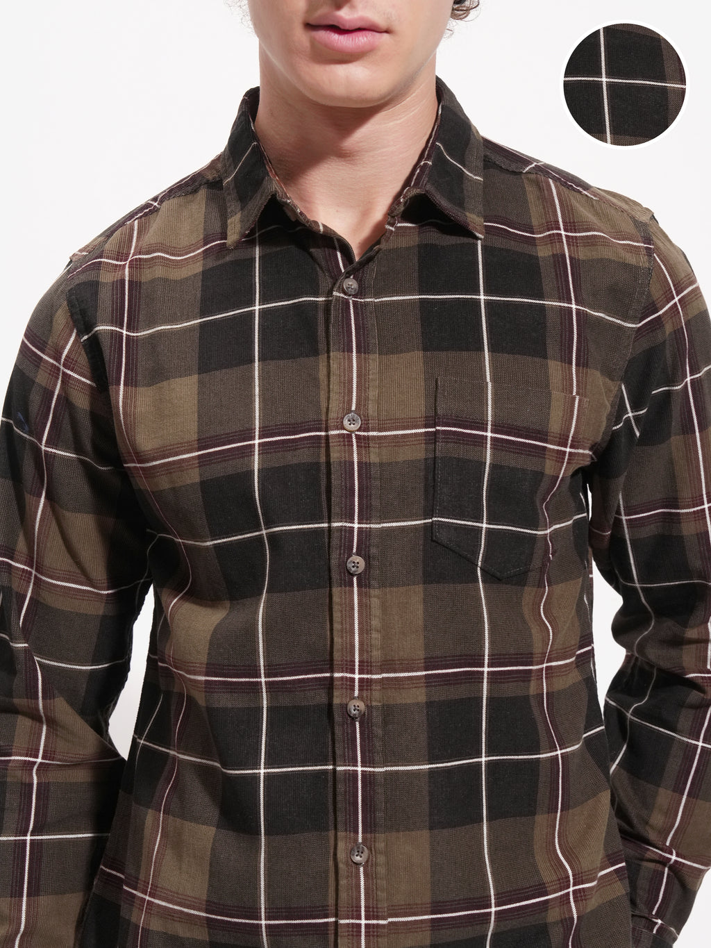 Highlander Men Mustard Checked Slim Fit Casual Shirt - Mustard - Image 5