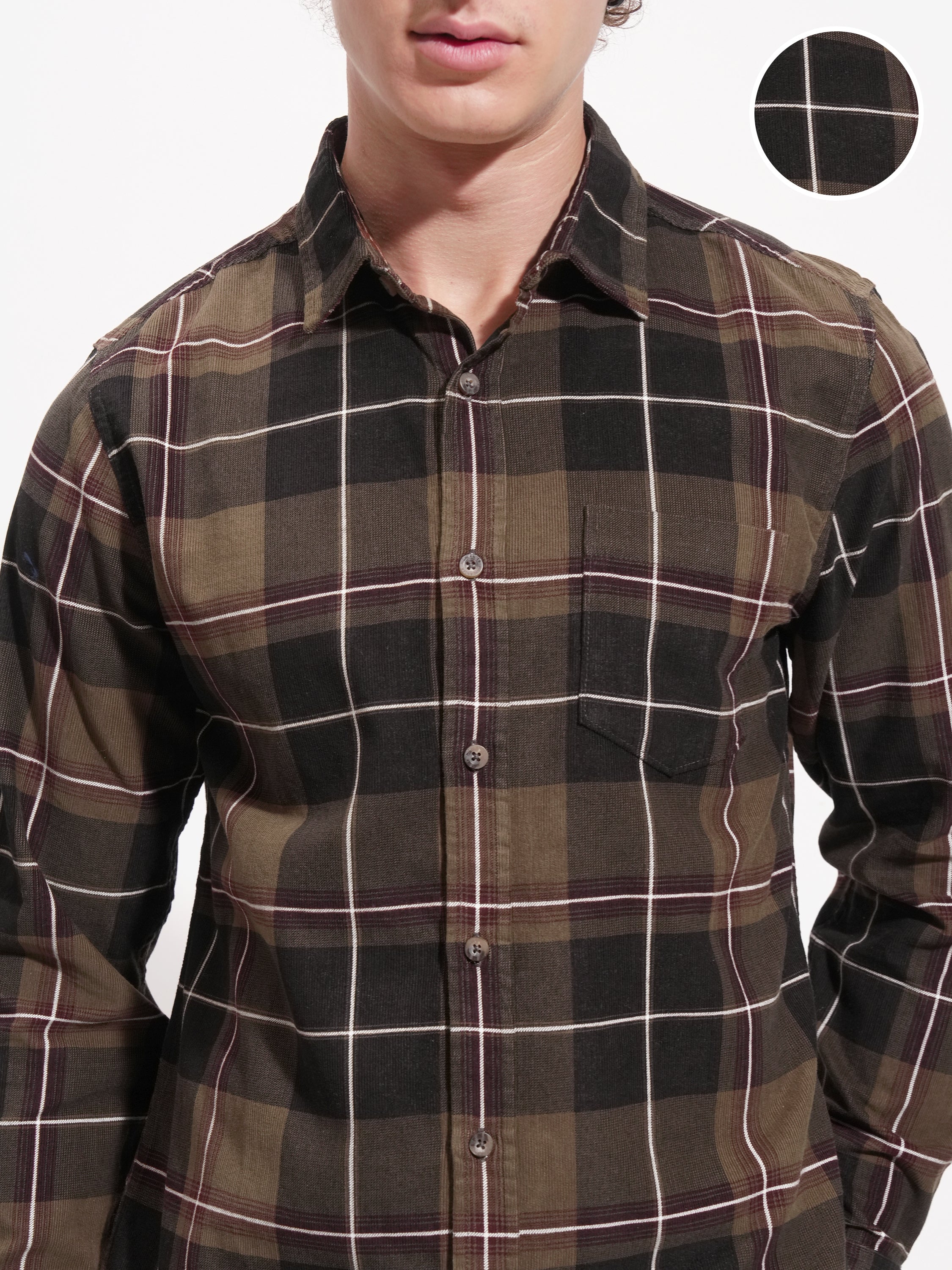 Highlander Men Mustard Checked Slim Fit Casual Shirt - Mustard - Image 5