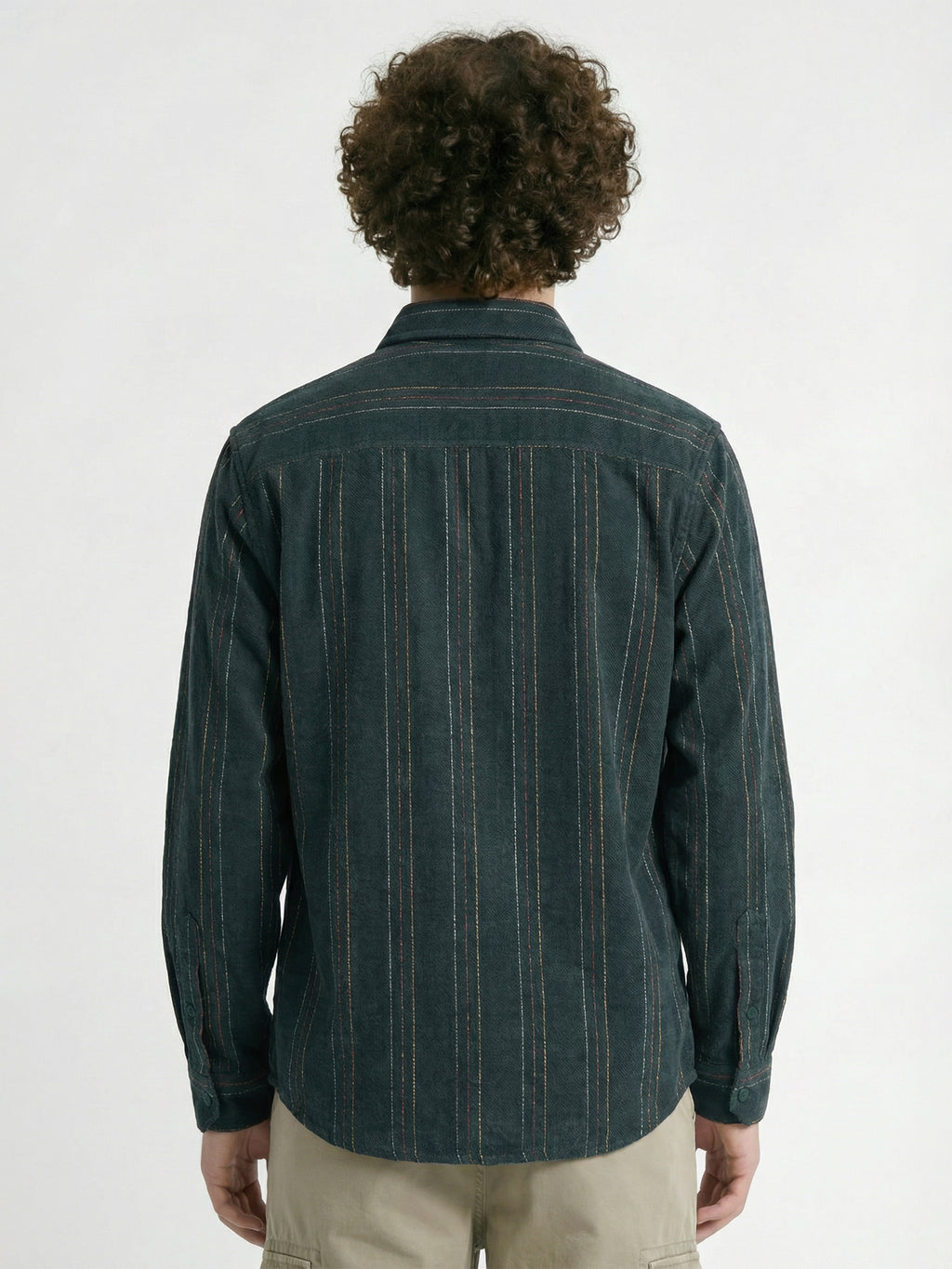 Highlander Men Green Striped Slim Fit Casual Shirt - Green - Image 3