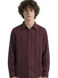 Highlander Men Maroon Striped Slim Fit Casual Shirt - Maroon - Image 1