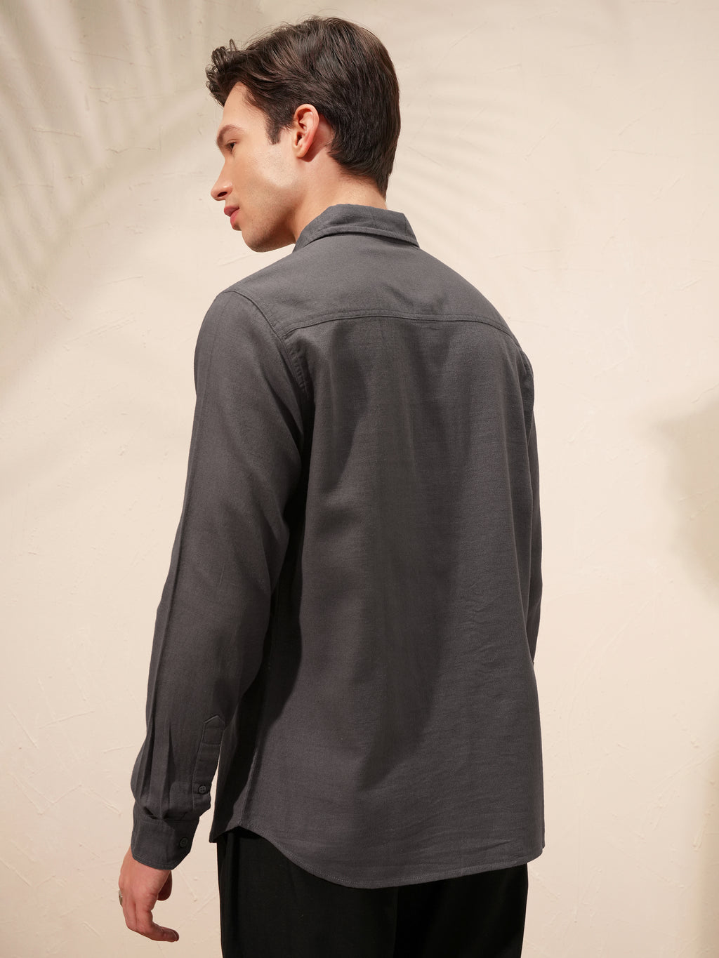 Highlander Men Grey Self Design Slim Fit Casual Shirt - Grey - Image 3